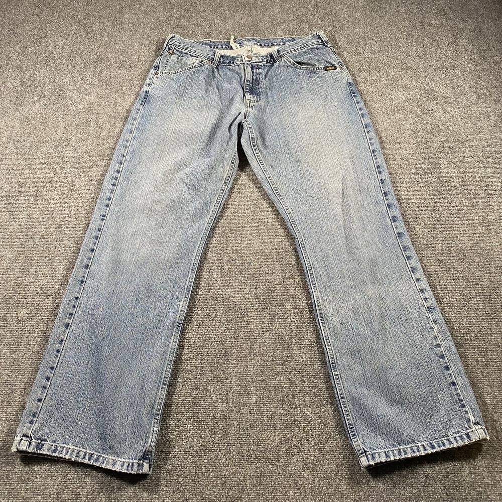 Vintage 90s Buddy Lee Lawton Jeans Mens 34x32 Wide Leg Faded Blue Denim Workwear